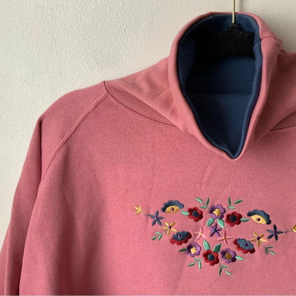 Vintage ACTIVE EXCHANGE Floral Women's Cowl Neck Sweatshirt Pink Size 1X